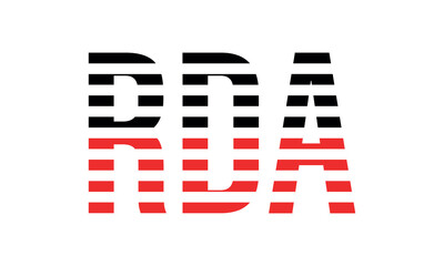 RDA three initial letter iconic line negative space minimal logo design vector template. monogram, abstract, wordmark, business, typography, minimalist, brand, company, flat, modern, unique, simple