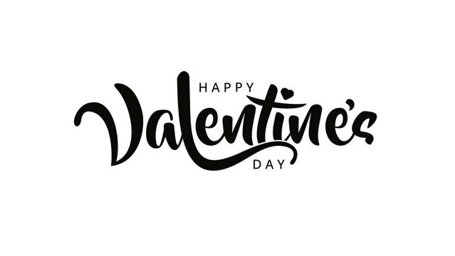 valentine's day lettering Animated in black. Romantic happy valentines day text