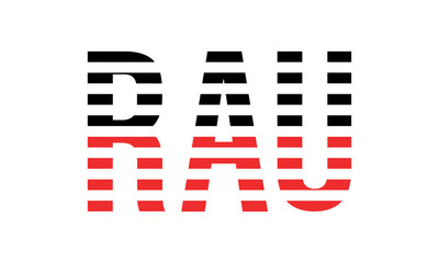 RAU three initial letter iconic line negative space minimal logo design vector template. monogram, abstract, wordmark, business, typography, minimalist, brand, company, flat, modern, unique, simple