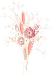Trockenblumenstrauß mit Schleierkraut Illustration