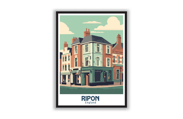Ripon, England. Vintage Travel Posters. Vector art. Famous Tourist Destinations Posters Art Prints Wall Art and Print Set Abstract Travel for Hikers Campers Living Room Decor