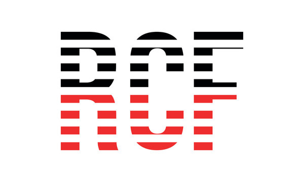 RCF three initial letter iconic line negative space minimal logo design vector template. monogram, abstract, wordmark, business, typography, minimalist, brand, company, flat, modern, unique, simple