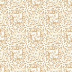 Hand drawn seamless pattern with birds Scandinavian folk decorative seamless bird and leaves texture