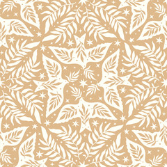 Fototapeta premium Hand drawn seamless pattern with birds Scandinavian folk decorative seamless bird and leaves texture