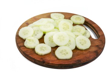 Sliced Cucumber on the cutting board