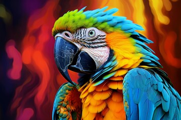 Social Macaw parrot colorful. Animal feather. Generate Ai