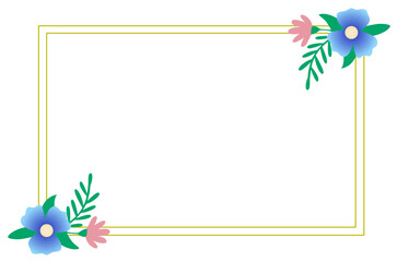 Fototapeta premium Rectangle Border frame design concept of flowers and lines isolated on white background - vector illustration