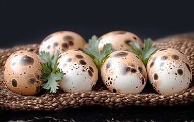 eggs in a nest background with copy space text