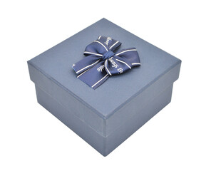 blue gift box with bow. Gift boxes with bows for events, birthdays, Christmas, and Valentine's Day isolate on transparent background, element for design