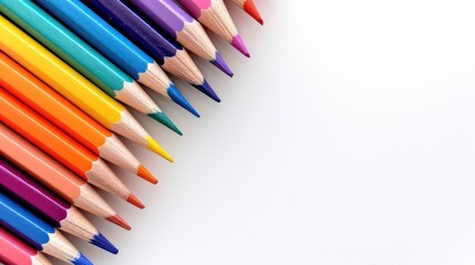 Fototapeta premium Arrangement of colored pencils isolated on white background