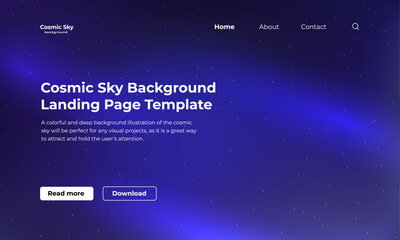 Cosmic sky background illustration for landing page