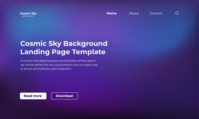 Cosmic sky with stars background illustration for landing page