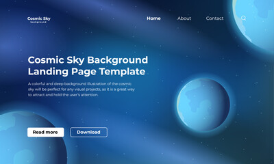 Cosmic sky background illustration for landing page