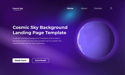 Cosmic sky background illustration for landing page