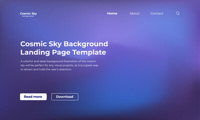 Cosmic sky with stars background illustration for landing page