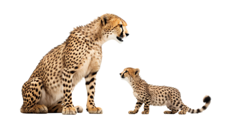 Cheetah and a little cute cheetah cub, cut out