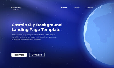 Cosmic sky background illustration for landing page