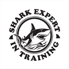 shark expert in training logo inspirational positive quotes, motivational, typography, lettering design