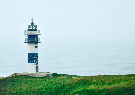 1046:Galician coast, Isla Pancha Lighthouse in Ribadeo, Galicia, Spain.