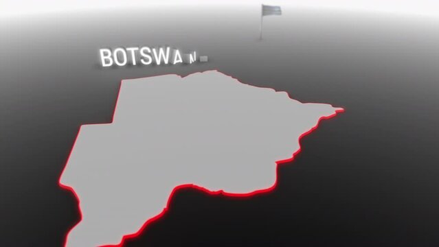 3d animated map of Botswana gets hit and fractured by the text &ldquo;Crisis&rdquo;