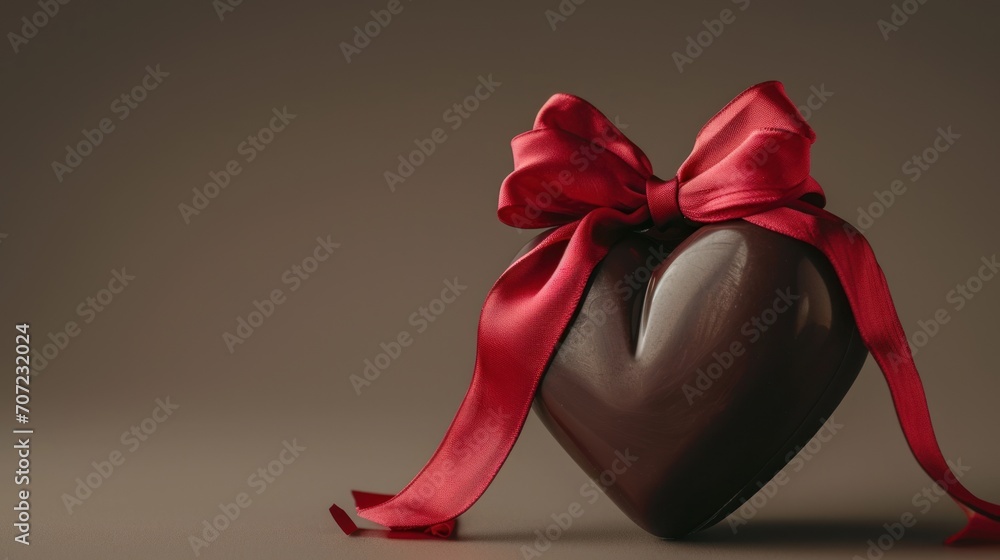 Aufkleber a heart shaped box with a red ribbon tied around it and a heart shaped box with a red ribbon tied ar