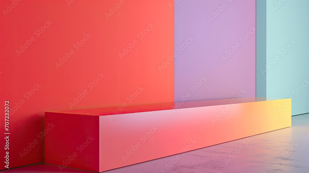 Poster abstract minimal scene with geometric forms and empty podium