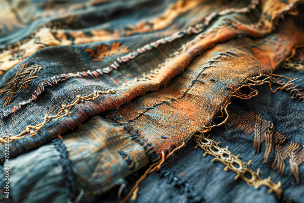 Poster fabric texture with patterns and threads