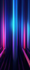 The futuristic neon tunnels of technology illustration. The vibrant blue and yellow lines.