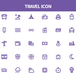 Travel icon set bundle Free Vector collection design illustration.