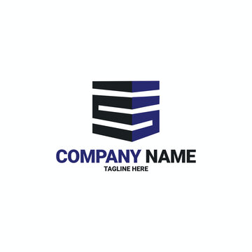 Building logo design. Blue logo illustration template