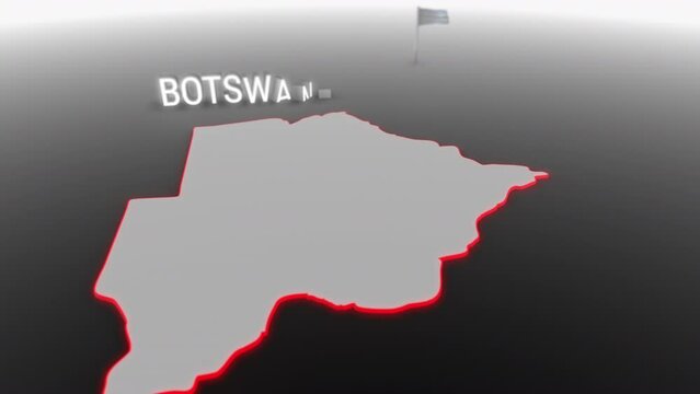 3d animated map of Botswana gets hit and fractured by the text &ldquo;Violence&rdquo;