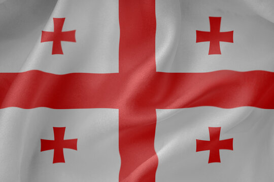 Georgia  waving flag close up fabric texture background