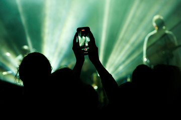 Silhouette of a Crowd Enjoying a Music Concert