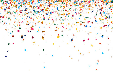oyful Confetti Rain for New Year's Festivities on Isolation Isolated on Transparent Background PNG. - obrazy, fototapety, plakaty
