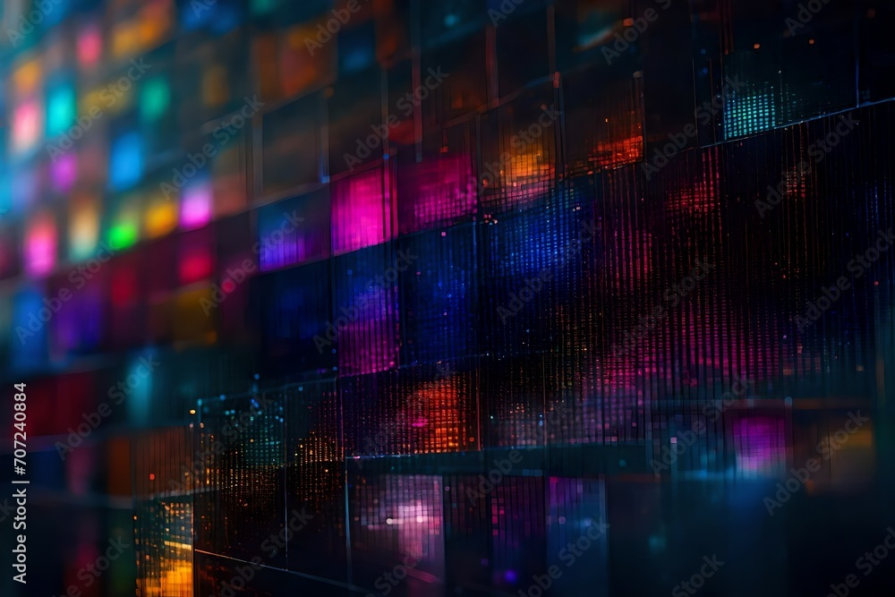 Poster a close-up texture of transparent oled display pixels, showcasing the vibrant colors and organic lig