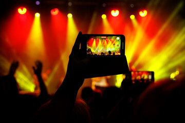 Enthusiastic Crowd at Night Music Event
