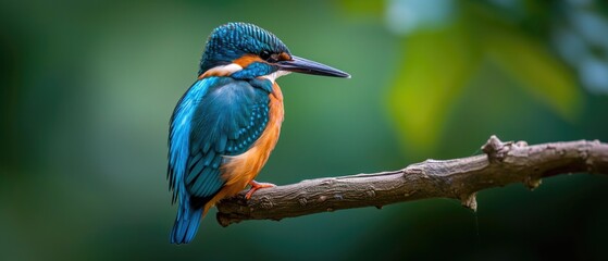 Image Of A Vibrant Kingfisher Perched On A Branch, Displaying Stunning Colors. Сoncept Nature Photography, Bird Photography, Colorful Wildlife, Beautiful Kingfisher, Vibrant Feathers