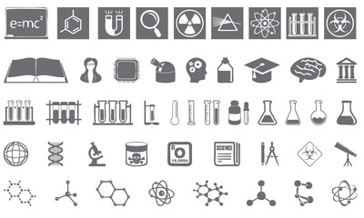 Science school icon set. science glyph collection