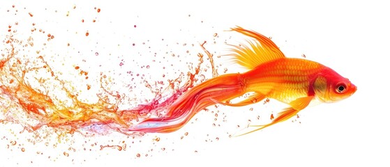 Vibrant Aquatic Fish Gracefully Leaping And Creating A Splash, Isolated On White. Сoncept Underwater Wildlife, Fish Photography, High-Speed Splash, Colorful Aquatic Life
