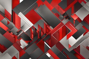 Geometric gray-red background featuring a sophisticated interplay of shapes and hues, 