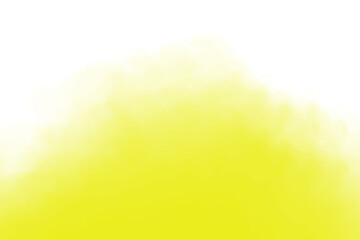 Yellow colorful smoke stream isolated on transparent background, realistic clouds effect, fog....