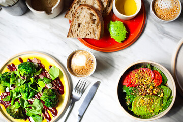 Salad and snack bowl on table