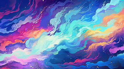 Fototapeta na wymiar Hand drawn cartoon beautiful colorful cloud illustration background material 