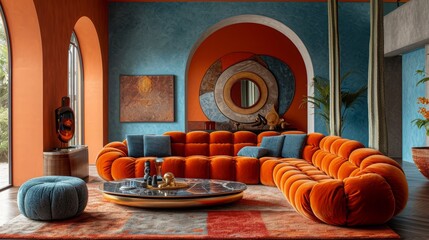 Interior of the room. Artdeco style. Living room. - obrazy, fototapety, plakaty