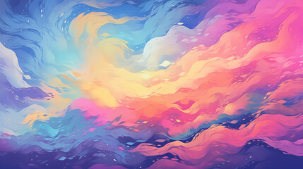 Fototapeta na wymiar Hand drawn cartoon beautiful colorful cloud illustration background material 