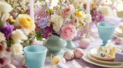 Obraz na płótnie Canvas Easter Blooms in Pastel Hues.