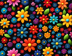 Beautiful wall seamless pattern floral print digital dark background,3d abstraction wallpaper illustration background .generative ai