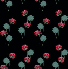 : Botanical pattern of sketch flowers and branches