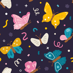 Fototapeta na wymiar Vector seamless background pattern with butterflies for surface pattern design 