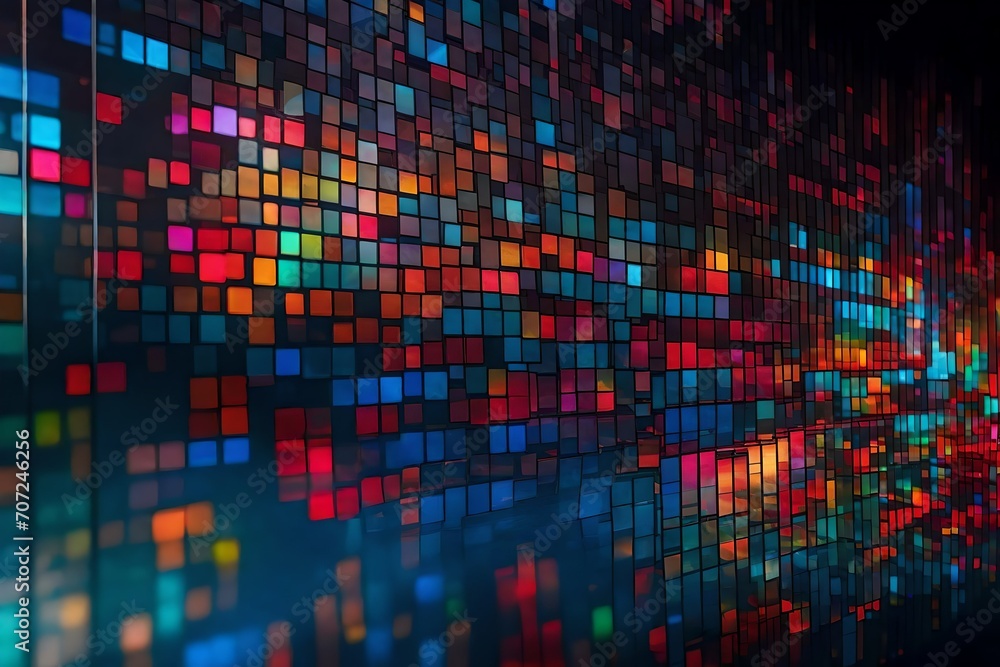 Poster a close-up texture of transparent oled display pixels, showcasing the vibrant colors and organic lig